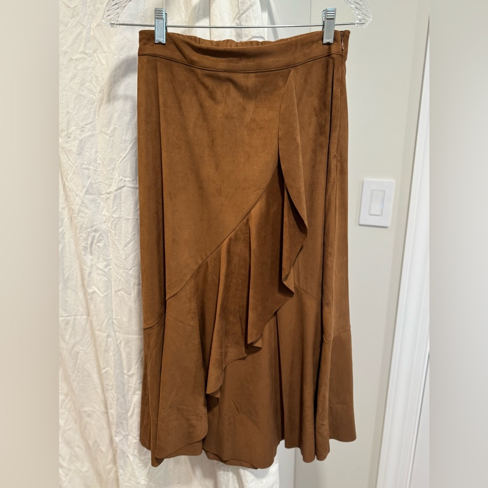 Soft Surroundings Brown Faux Suede Skirt